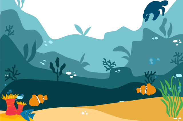 Illustration de vie marine sous-marine avec poissons.