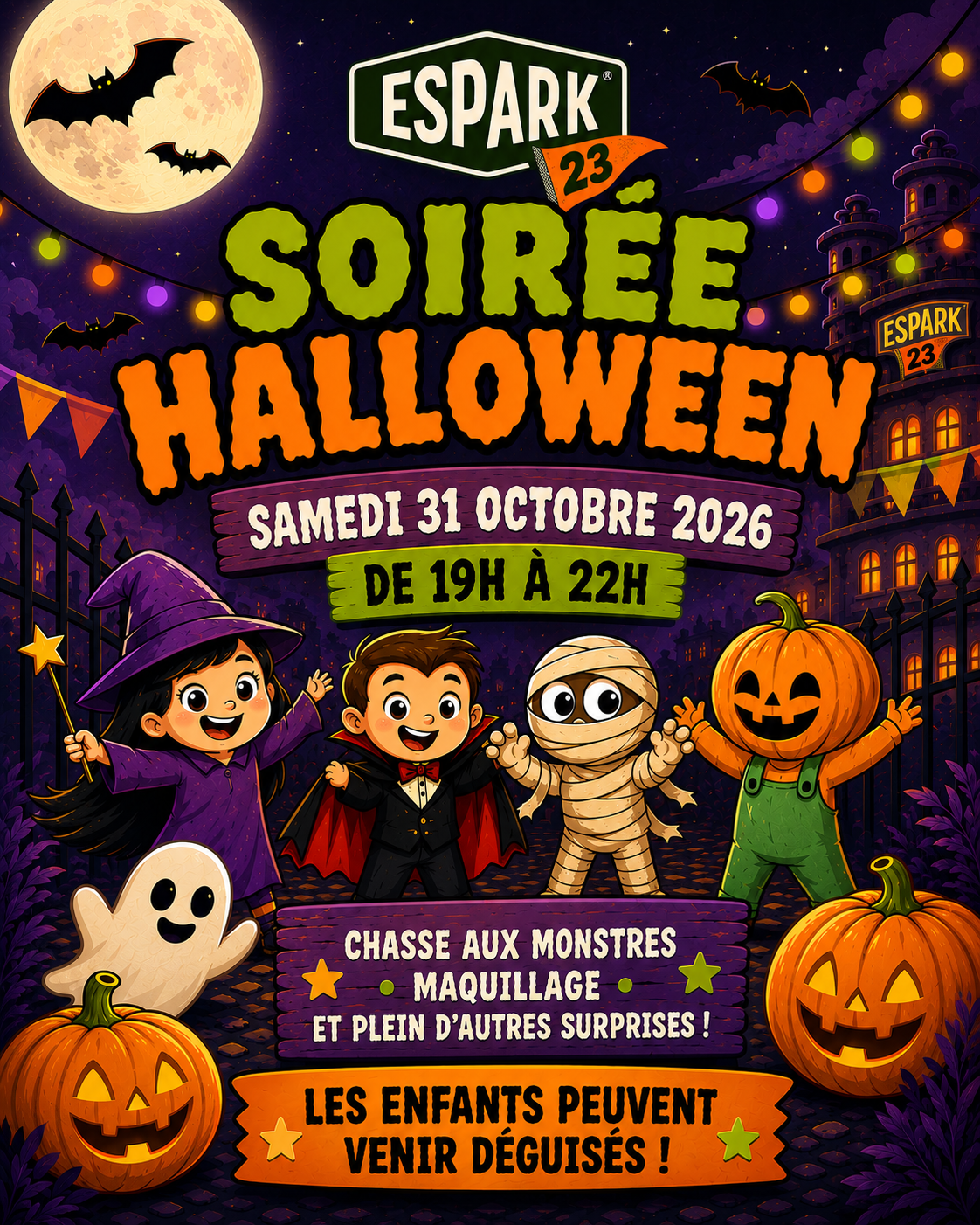 Affiche soirée Halloween Espark 2026